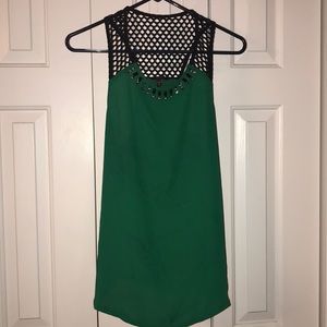 Express Green & Black Racerback Tank Top